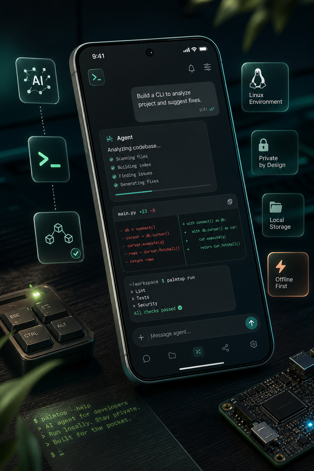 Palmtop на телефоне с агентным интерфейсом